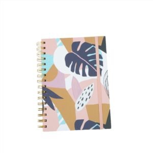 A5 notebook with colored paper design and elastic band